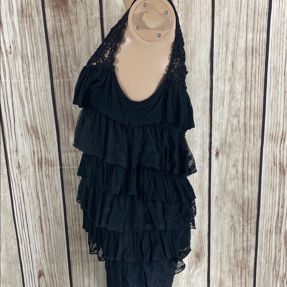 *LaSeine Elegant Black Layered Ruffle Lace Blouse - Picture 3 of 8